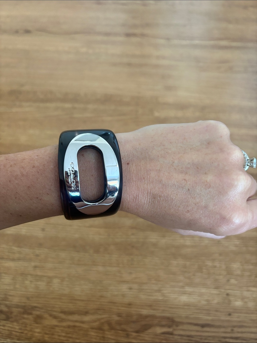 Coach bangle bracelet silver center oval cut out